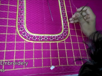 Simple maggam work blouse designs | hand embroidery designs | bridal embroidery blouse design