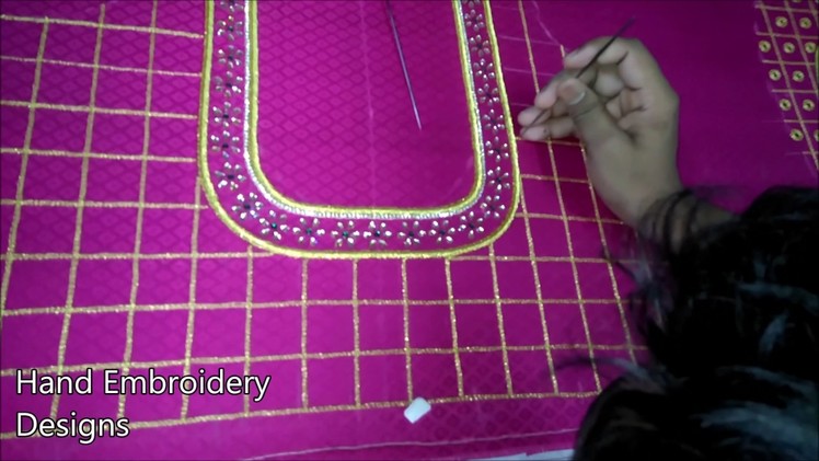 Simple maggam work blouse designs | hand embroidery designs | bridal embroidery blouse design