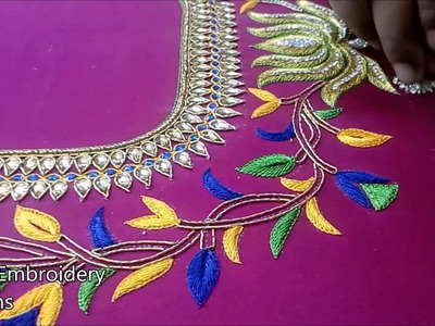 Simple maggam work blouse designs | hand embroidery designs | hand embroidery designs for beginners