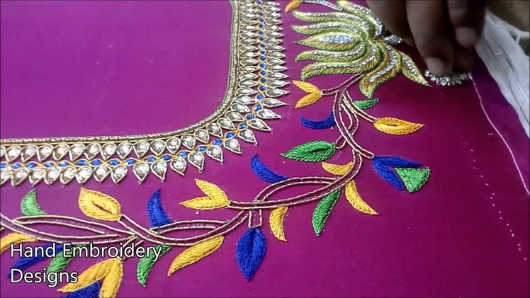 Simple maggam work blouse designs | hand embroidery designs | hand embroidery designs for beginners