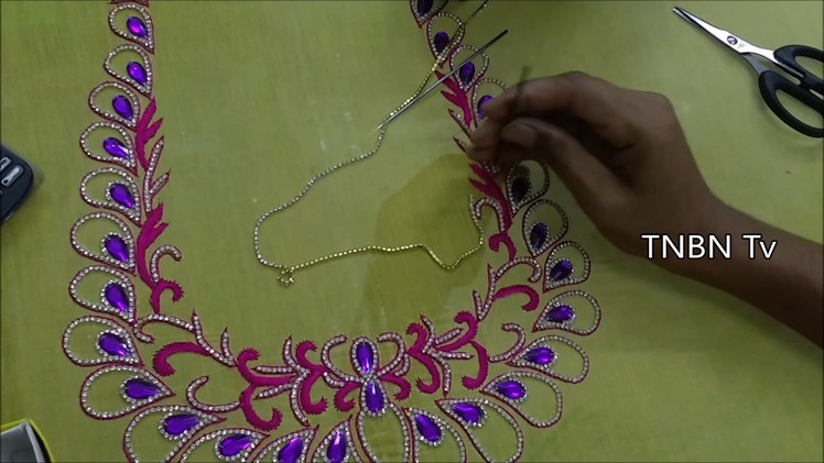 Simple maggam work blouse designs,hand embroidery tutorial for beginners,hand embroidery mirror work