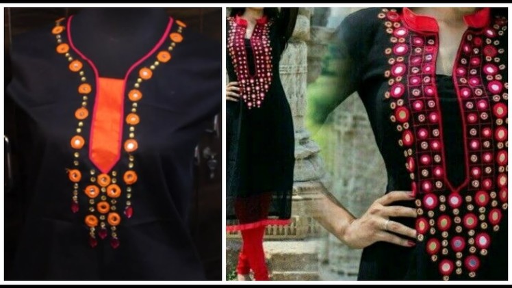Trendy Neck Design With Mirror Work Easy To Make