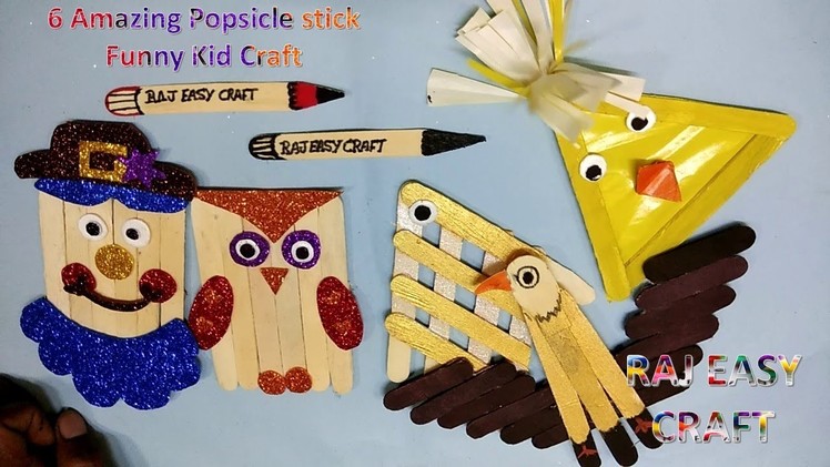 6 Amazing popsicle stick Funny Kid Craft || Diy || ice cream stick craft