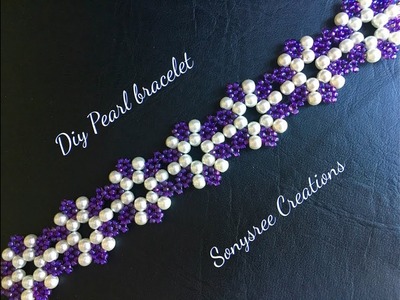 Beautiful pearl flower bracelet ( Anyone can bead with me) ????