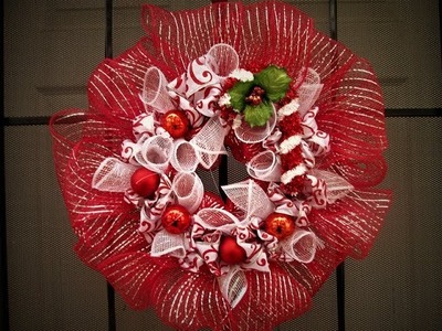 Candy Cane Christmas Wreath under $7.00 ~ Featuring Miriam Joy