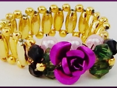DIY | Blumen Perlenring | Schmuck | Beaded flower ring | Bicones jewelry | Beadwork