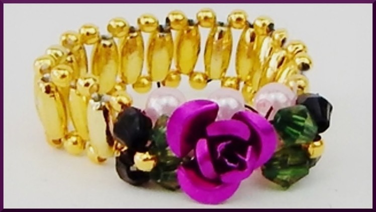 DIY | Blumen Perlenring | Schmuck | Beaded flower ring | Bicones jewelry | Beadwork