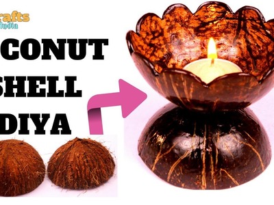 DIY | Coconut Shell Diya | Coconut Shell Art & Craft | DIYCrafts India #53