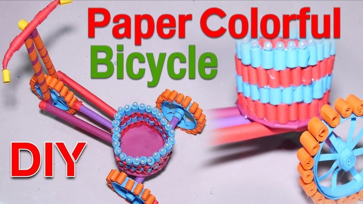 DIY craft, Khmer homemade paper colorful bicycle