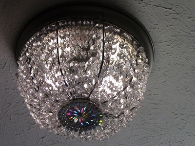 DIY Dollar Tree Crystal Basket Flush Mount Ceiling Light