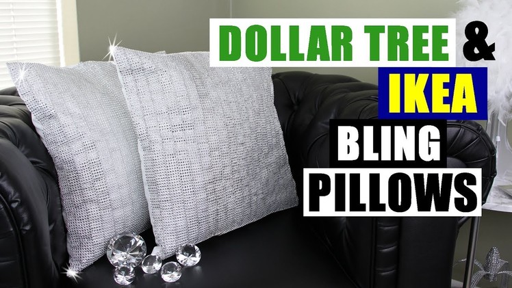 DIY DOLLAR TREE & IKEA BLING PILLOWS Dollar Store Ikea DIY Glam Pillows DIY Glam Bling Decor