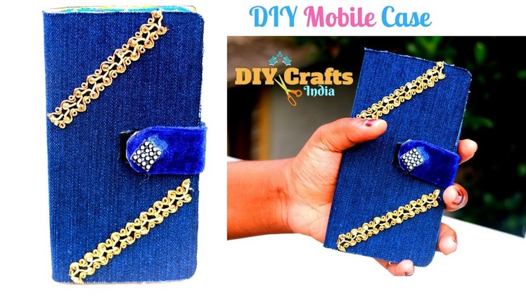 DIY Jeans Mobile Phone Flip Cover | Cardboard | Waste Craft | DIYCrafts India #44