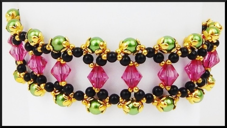 DIY | Perlenarmband | Schmuck | Beaded pearl and bicone bracelet | Beadwork jewelry