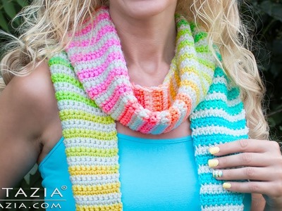 DIY Tutorial - Learn How to Crochet Alternate Stripes Scarf (Colorful Yarn Color Changes)