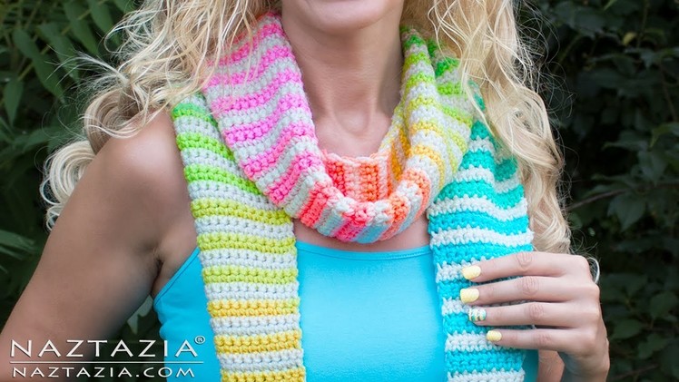 DIY Tutorial - Learn How to Crochet Alternate Stripes Scarf (Colorful Yarn Color Changes)