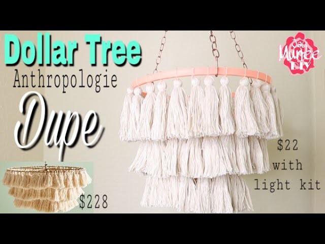 Dollar Tree DIY Anthropologie Dupe Tassel Chandelier