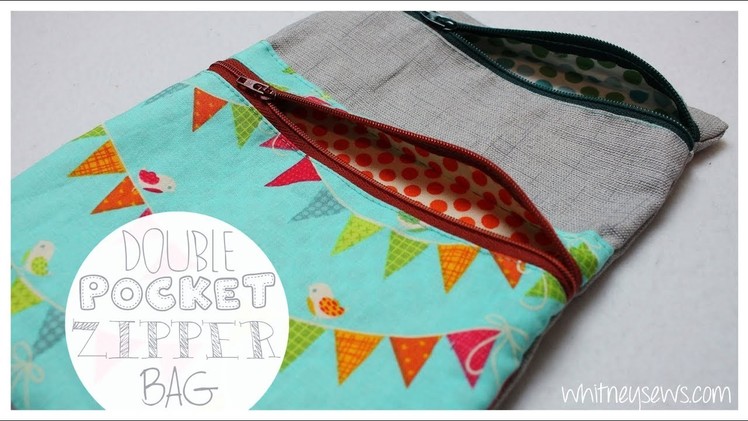 Double Pocket Lined Zipper Bag {EASY} | Whitney Sews
