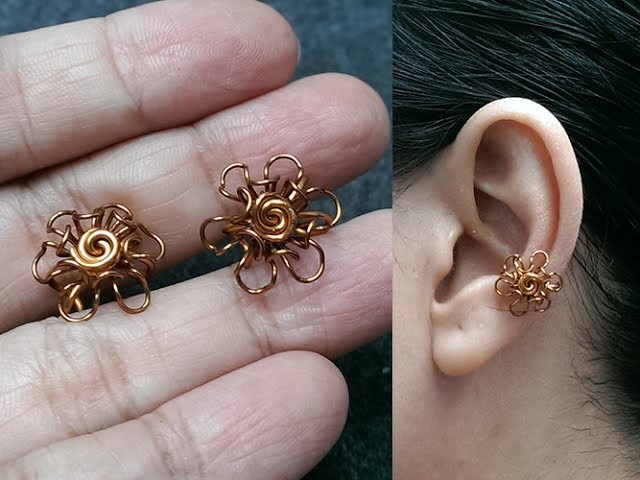 Flower ear cuffs - Wie man Drahtschmuck macht 253