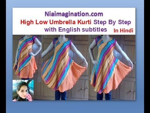 दुपट्टे से High Low Umbrella Kurti बनाये | with English subtitles | In Hindi