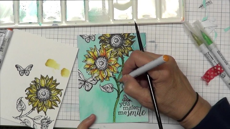 How to Alter a Stamp & Watercoloring with  Zig Clean Color Brush Markers