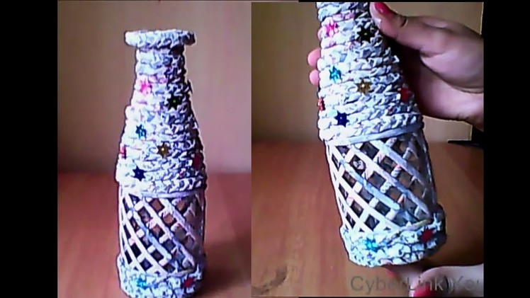How to decorate a waste bottle by using newspaper | Newspaper craft