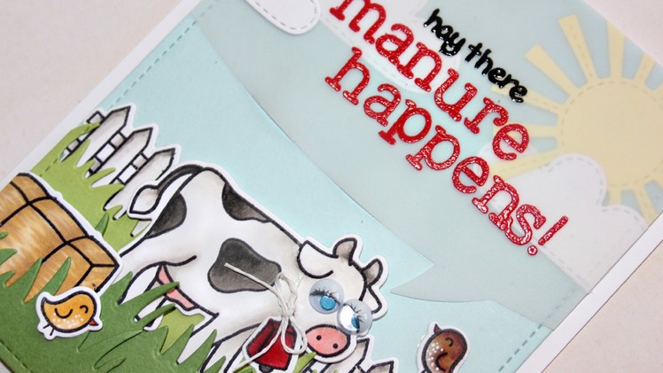 How to make a funny farm themed card + Copic marker coloring
