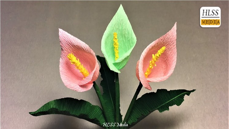 How to make calla lily paper flower| diy calla lily crepe paper flower making tutorials