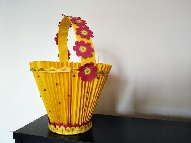 How to make decorative paper basket | DIY | Kid's craft assignment
