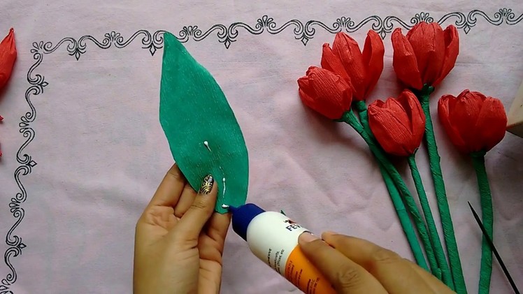 How to Make Paper Tulip Flowers | Crape Paper Flower | Craft Work