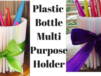 How to make Pen Holder With Plastic Bottle | Drinking Straw Craft | Multi Purpose Holder