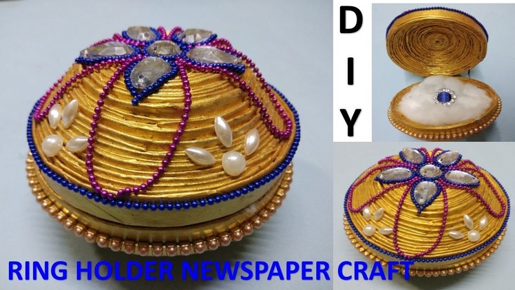 How to make Waste material craft || ring  box || news paper diy