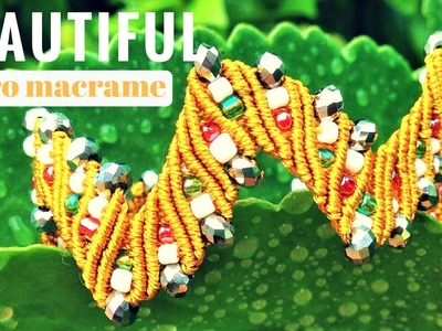 Micro macrame bracelet - Beautiful zigzag wristband with beads: "The tears of the sand" ????????????