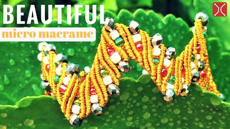Micro macrame bracelet - Beautiful zigzag wristband with beads: "The tears of the sand" ????????????