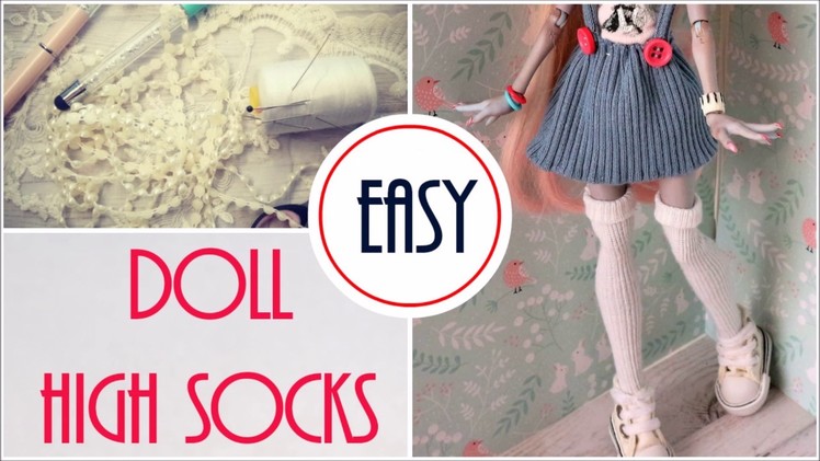 Monster High Knee Long Socks Easy How to Make Doll Craft Idea DIY Handmade Doll Clothes Tutorial