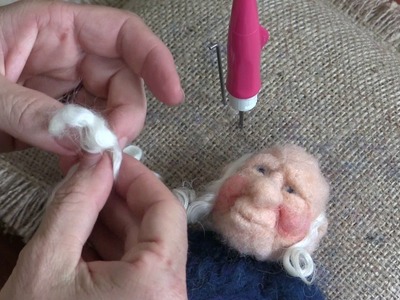 Needle Felted Gnome Part 4 - Finishing the face, Hat and Pants