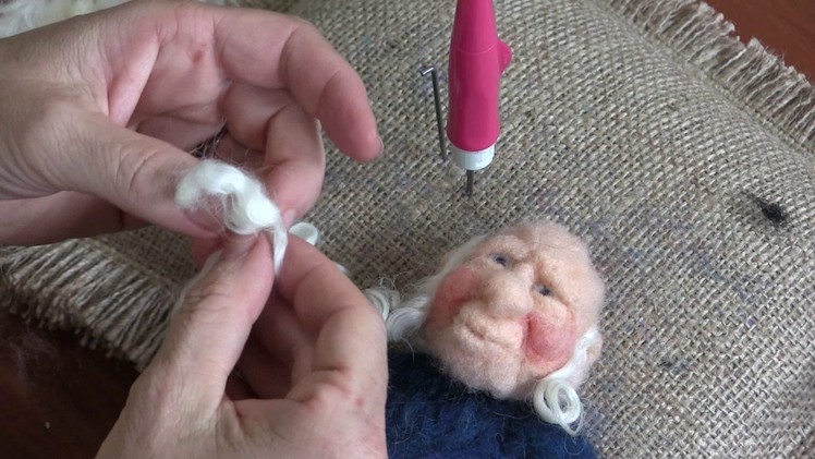 Needle Felted Gnome Part 4 - Finishing the face, Hat and Pants