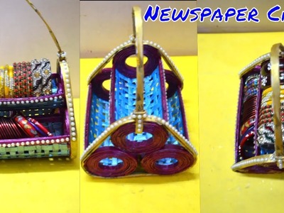 Newspaper Craft # Bangle Stand With Waste Newspaper # Best Out Of Waste Newspaper