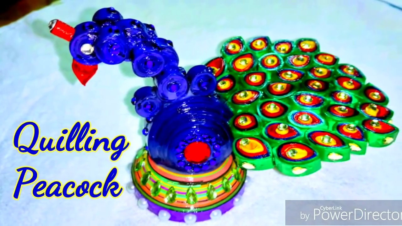 Paper Quilling!! Peacock Showpiece!! 3D Peacock!!Craft Idea!!