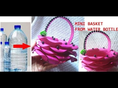 Recycle.resuse plastic water bottle craft to make  paper mini basket (best out of waste)