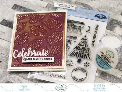 Sunday Stamping Tutorial with Elizabeth Craft Design's, Textured pines cones christmas cardmaking