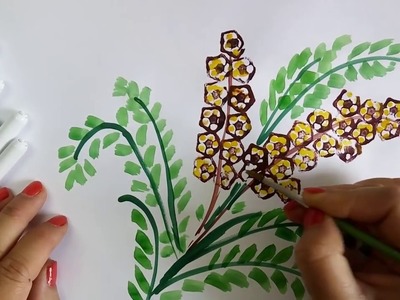 Vegetable craft ideas for kids: Flower drawing with Ladies Finger prints, learning video for kids