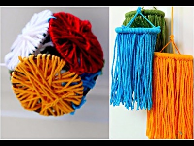 Wall Hangings  From Waste Bangles and Yarn.DIY Kids Craft