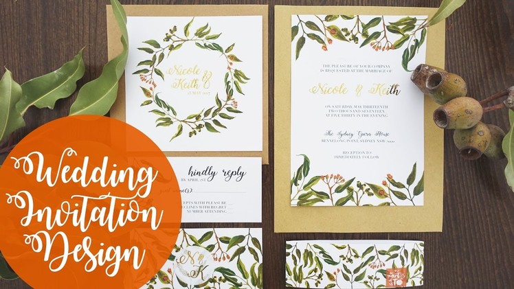 Wedding Invitation Design| Foliage | Watercolour | Photoshop