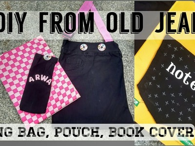 3 DIY FROM OLD DENIM, RECYCLE.RECONSTRUCT OLD JEANS INTO SLING BAG.Recycle Denim Ideas