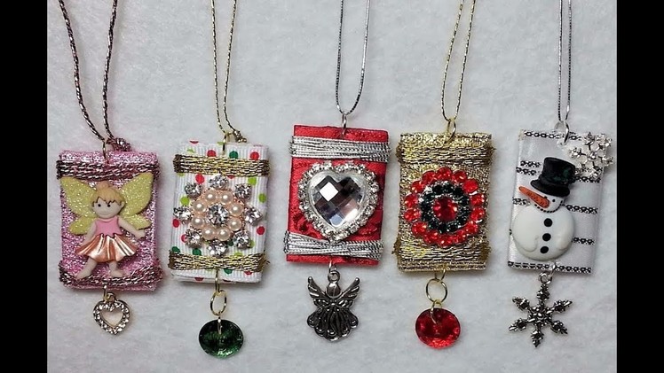 DIY~Adorable Wrapped Charm Ornaments Made With Left Over Craft Supply Bits & Pieces!