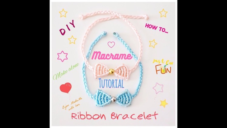 DIY baby jewelry. Macrame tutorial. How to make easy macrame ribbon bracelet.