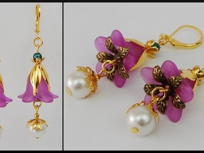 DIY | Blumen Perlen Ohrringe | Beaded pearl earrings | Acrylic flower jewelry | Beadwork