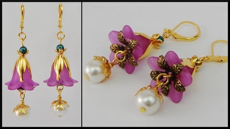 DIY | Blumen Perlen Ohrringe | Beaded pearl earrings | Acrylic flower jewelry | Beadwork