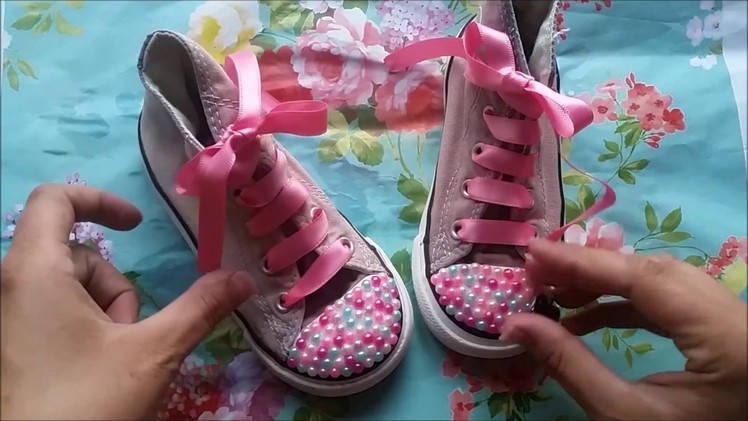 DIY converse tutorial using household items and pearls