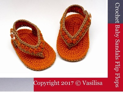 DIY Crochet Baby Sandals Flip Flops.Vasilisa